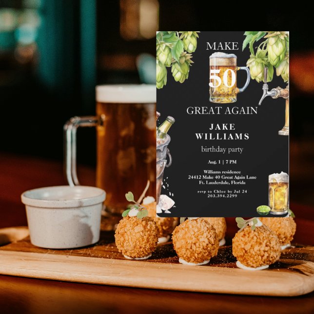 Invitation Black Make 50 Great Again Bière fête d'anniversair (Créateur téléchargé)