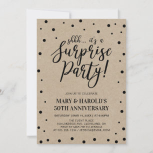 Invitation Black & Marble   50e anniversaire de mariage surpr