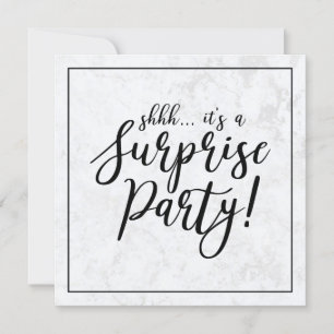 Invitation Black & Marble   Fête de retraite surprise