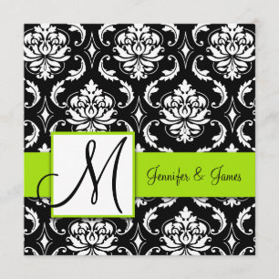 Invitation Black Mariage damassé  Vert citron