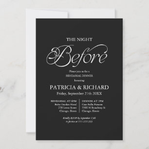 Invitation Black Minimaliste Le Soir Avant le Dîner de Répéti
