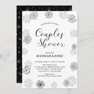 Invitation Black Modern Design Couples Wedding shower Invita