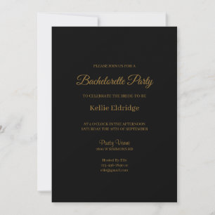 Invitation Black Modern minimaliste Bachelorette Party