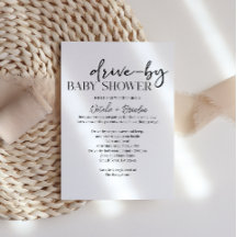 Black Modern Simple Script Drive-By Baby Shower
