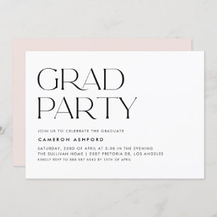 Invitation Black Modern Typography Graduation Party
