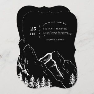 Invitation Black Mountains Pine Tree Mariage extérieur