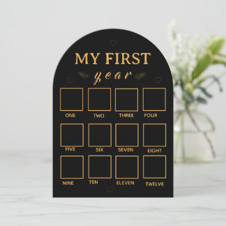 Invitation Black my first year photo frame template
