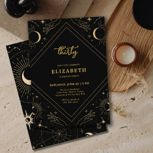 Invitation Black Mystic Horoscope Moon 30e anniversaire