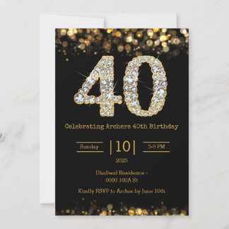 Invitation Black or 40e anniversaire