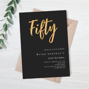 Invitation Black or moderne 50e anniversaire