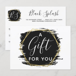 Invitation Black Paint Stroke & Modern Gold Certificate Card