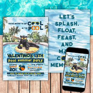Invitation Black Panther Wild Pool Party Anniversaire Invitat