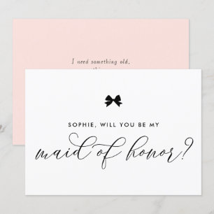 Invitation Black Parisian Bow will you be My Maid of Honor