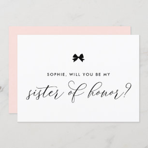 Invitation Black Parisian Bow will you be My Sister of Honor