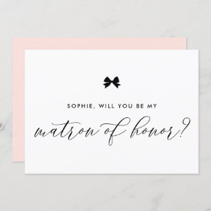 Invitation Black Parisian Bow you will be My Matron of Honor