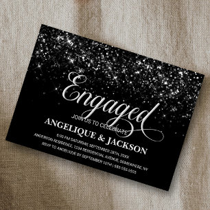 Invitation Black Parties scintillant Engagement Party