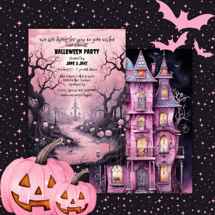 Invitation Black&Pink Pastel Goth Graveyard Halloween Party