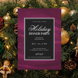 Invitation Black & Pink Sequins Xmas Holiday Dinner Party
