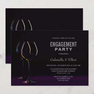 Invitation Black Purple Engagement Party Verre