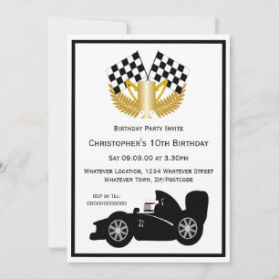 Invitation Black Racing Car Anniversaire
