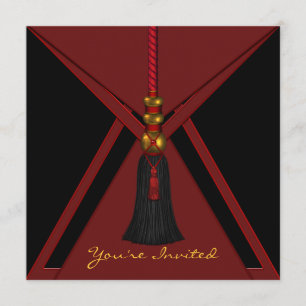 Invitation Black Red Tassel fête d'anniversaire