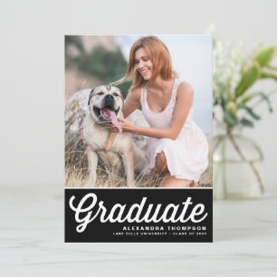 Invitation Black Retro Bold Typographie Photo Graduation