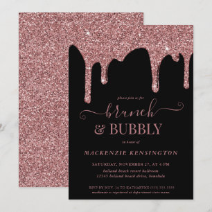 Invitation Black Rose Gold Parties scintillant Drives Brunch