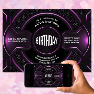 Invitation Black Rose moderne n'importe quel âge fête d'anniv