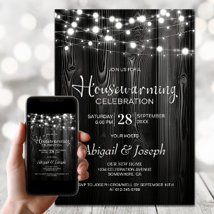 Invitation Black Rustic Wood House Party