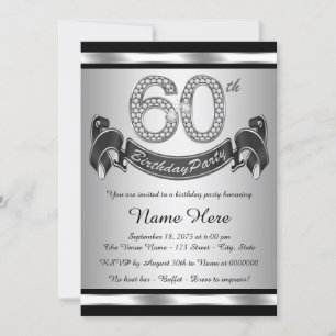 Invitation Black Silver 50th Birthday Party
