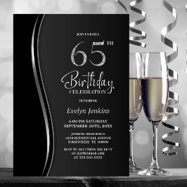Invitation Black Silver 65e fête d'anniversaire