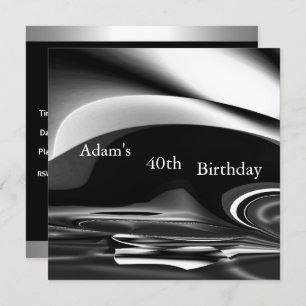 Invitation Black Silver Abstrait 2 40e anniversaire Hommes de
