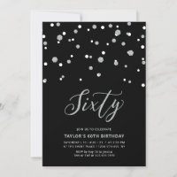 Black & Silver Confetti Soixante 60e anniversaire 