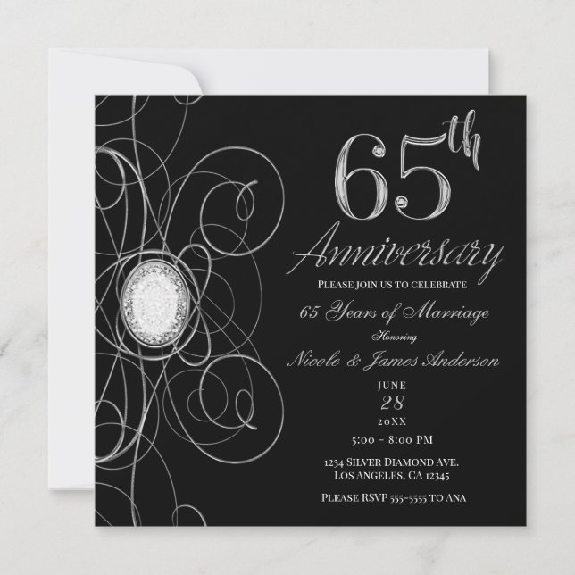 Invitation Black & Silver Diamond 65 65e anniversaire (Devant)
