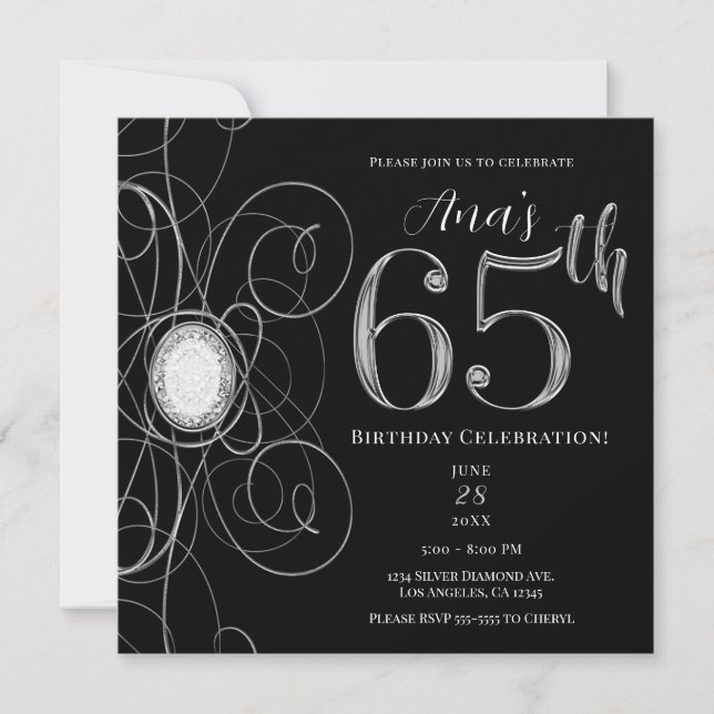 Invitation Black & Silver Diamond 65 65e anniversaire (Devant)