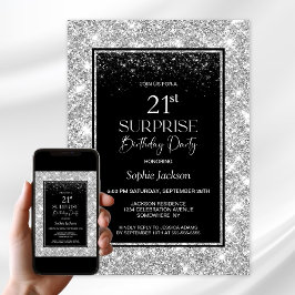Invitation Black Silver Surprise 21ème anniversaire