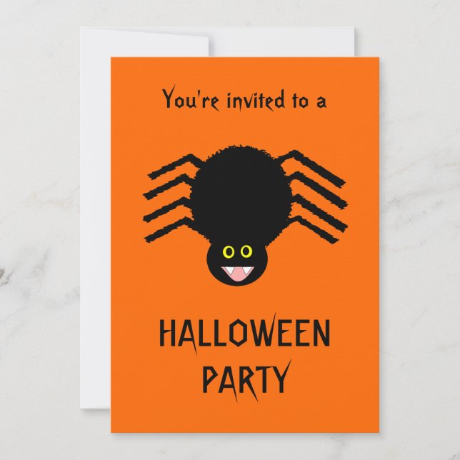 Invitation Black Spider Halloween Party Personnalisable Invit (Devant)