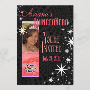Invitation Black Stars Quinceañera