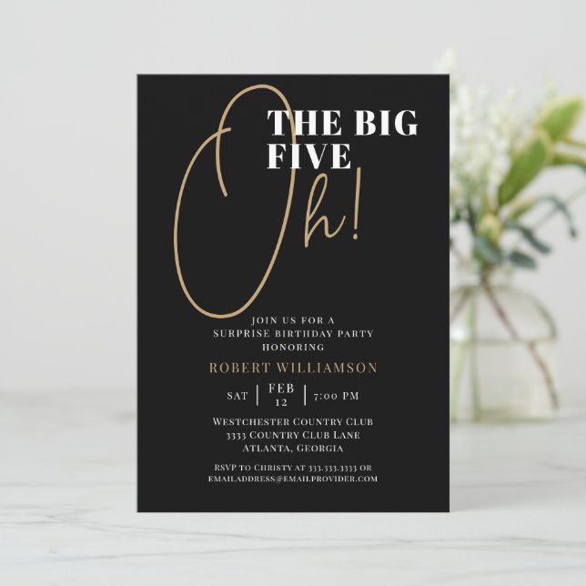 Invitation Black The Big Six Oh 60th Surprise Birthday (Debout devant)
