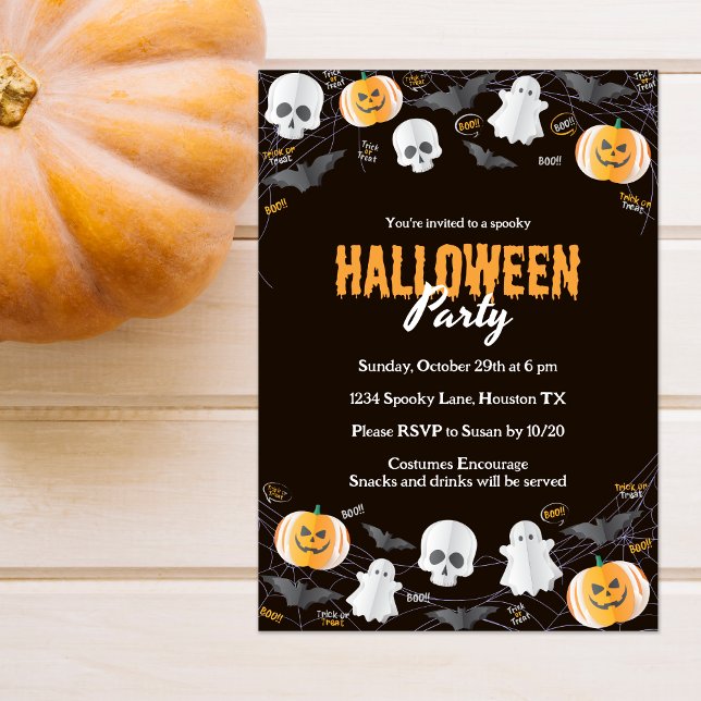 Invitation Black Trick ou Treat Halloween Costume Party (Créateur téléchargé)