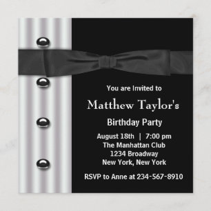Invitation Black Tuxedo Black Bow Cravate Hommes fête d'anniv