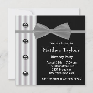 Invitation Black Tuxedo Bow Cravate Hommes fête d'anniversair