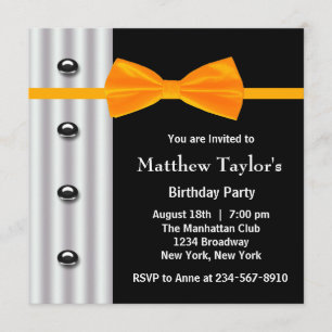 Invitation Black Tuxedo Orange Bow Cravate Hommes Anniversair