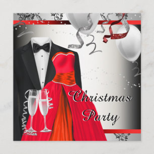Invitation Black Tuxedo Red Robe Noël Art