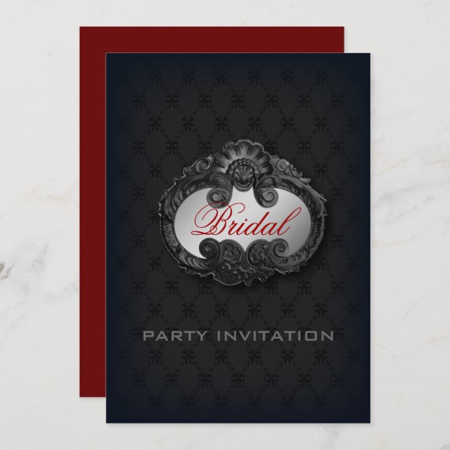 Invitation Black Victorian Gothic Vampire douche de nuptiale (Devant / Derrière)