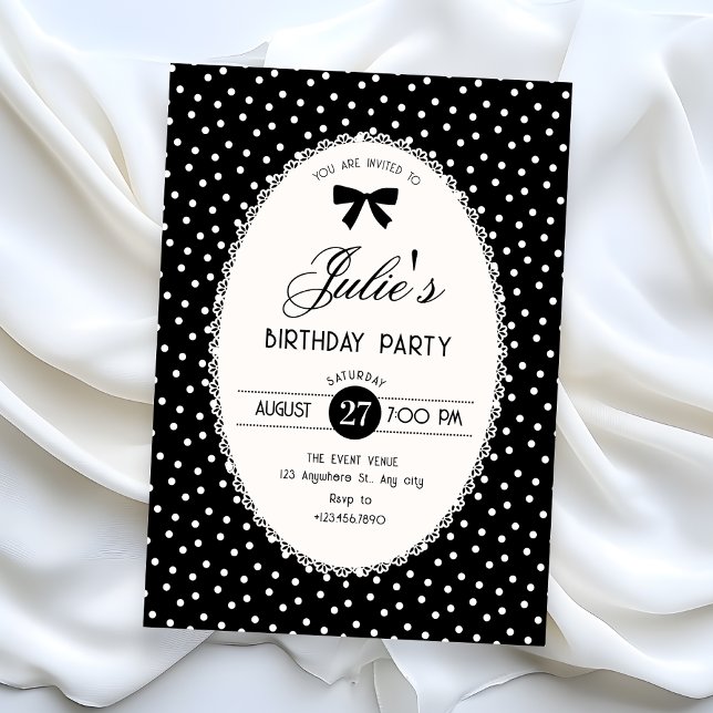 Invitation Black vintage birthday (Créateur téléchargé)