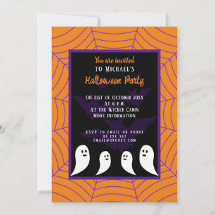 Invitation Black violet orange toile d'araignée Halloween fan