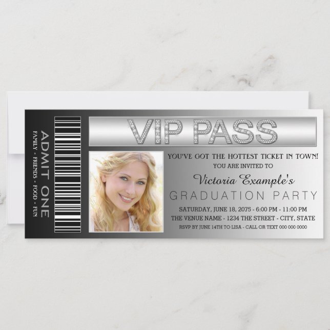 Invitation Black VIP Pass Admission Billet d'entrée Parti de  (Devant)