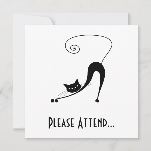 Invitation Black Whimsy Kitty 2 (Devant)