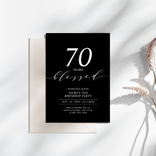 Invitation Black & White   70 Ans Aimé Fête d'anniversaire 70